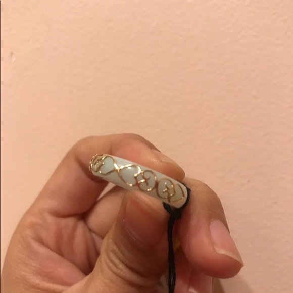 14k gold jade ring with gold hearts overlay new - Picture 4 of 4